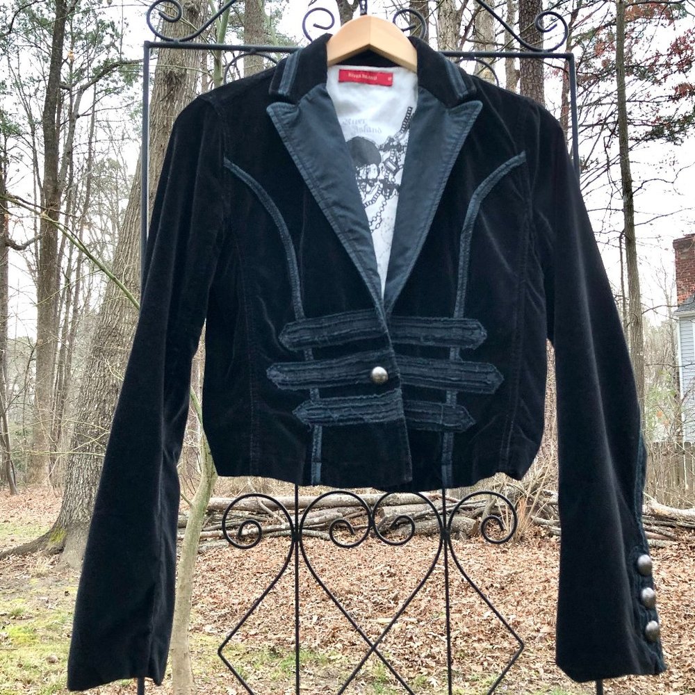 River Island Vintage Velvet Goth Military Pirate Jacket